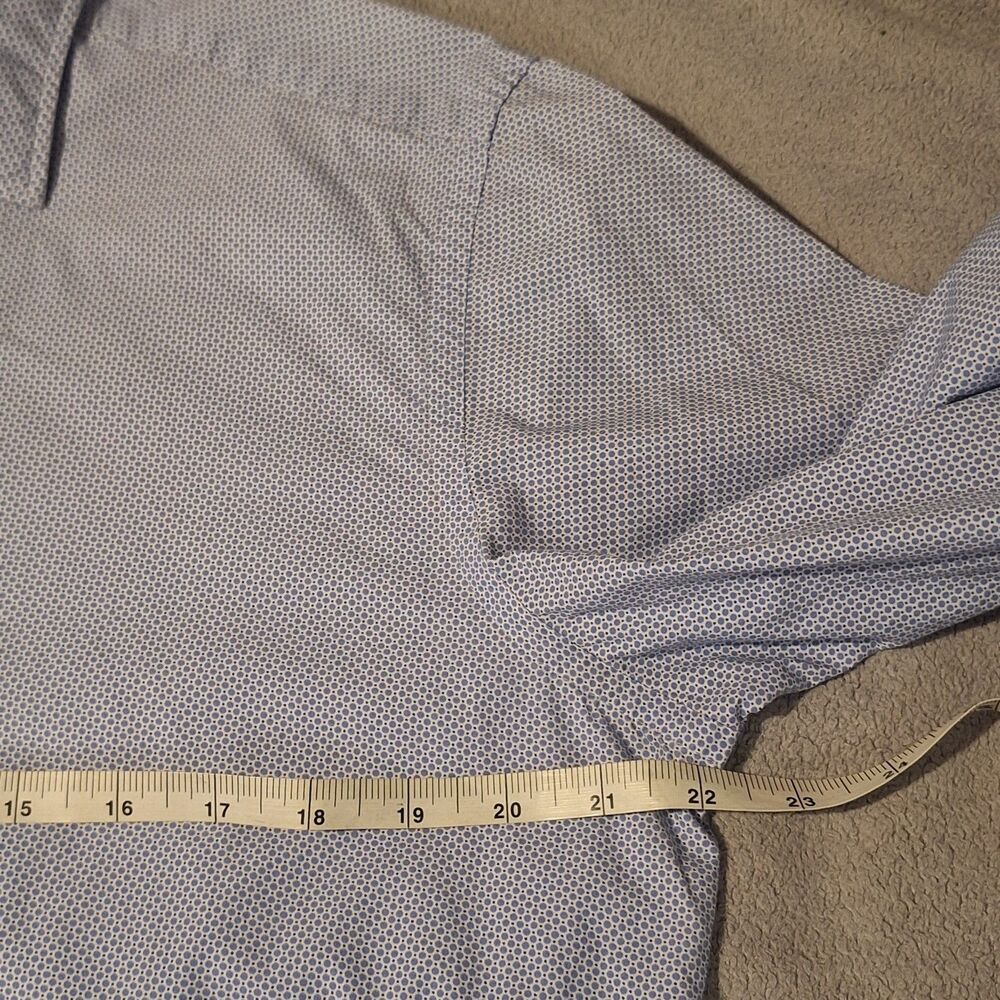 MASSIMO DUTTI-Finest Fabric-Mens L Blue Dress Shirt-Slim-Sml Geo Print-Cotton - Picture 4 of 10